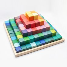 Load image into Gallery viewer, Rainbow Pyramid Wooden Blocks
